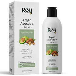 Rey Naturals Moroccan Argan Oil + Avocado Oil Hair Oil to Repair Damaged Hair|Natural Actives| Paraben and Sulphate Free| For Hair Growth and Reduced Split Ends| Suitable for Men and Women |200 ML