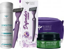 BOMBAY SHAVING COMPANY Defender For Her Travel-Friendly Shaving Kit with Razor For Women, Shaving Foam, Moringa Body Yogurt & Travel Bag | For Irritation Free, One-Stroke Shave(4 Items in the set)