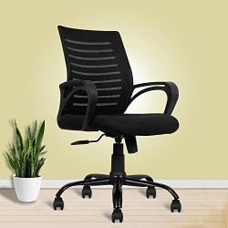 beAAtho Verona Mesh Mid-Back Ergonomic Home Office Chair | 3-Years Limited Warranty | Tilting & Height Adjustable Mechanism, Heavy Duty Metal Base | Ideal for Office Work & Study (Black)