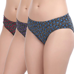 Softline Butterfly Women's Cotton Panty (Pack of 3)(7501_M_Assorted)