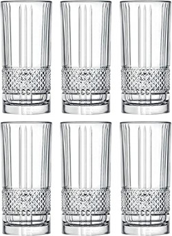 KELVEE Highball Drinking Glasses Set of 6 Lead Free Crystal Beautiful Designed Tumblers for Water, Juice, Wine, Beer and Cocktails