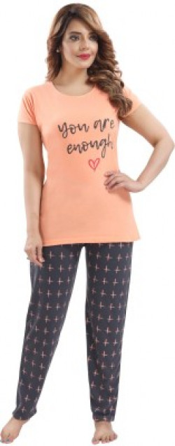 EN Creation Women Printed Pink Top & Pyjama Set