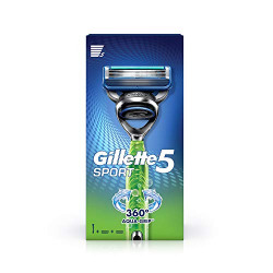 Gillette Sport 5-Blade No Slip Aquagrip MenS Razor + 1 Cartridge