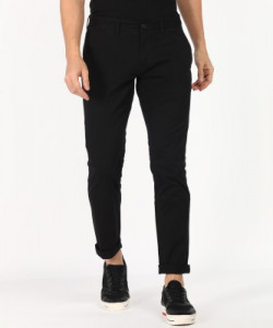 Ruf and Tuf Slim Fit Men Black Trousers