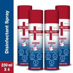 Tri-Activ by Piramal 70% Alcohol Based Disinfectant / Sanitizer Spray for Multi-Surfaces and Air - 230ml, Pack of 4(920 ml)