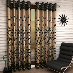 Home Sizzler 4 Piece Eyelet Polyester Door Curtain Set - 7ft, Green