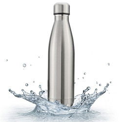 NewQ Stainless Steel Insulated 24 Hours Hot or Cold Bottle Flask, 500 ml, Silver