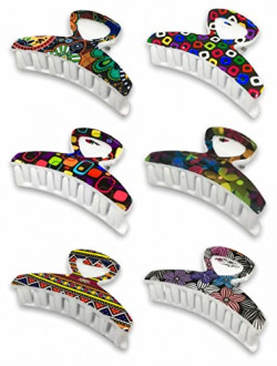 Quarya Plastic Hair Clutch Clutcher Hair Clip Hair Claw Hair Clasp Printed Colourful Trendy Multicolor For Baby Girls and WomenHairAccessories(1 Piece