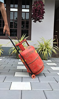 xplore Full Metal Heavy Duty LPG Gas Cylinder Trolley with Wheels and Handle, white