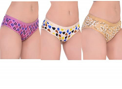 Younky Combo Pack of 3 Cotton Printed Hipster Panty for Women - Brief-353 | Yellow |