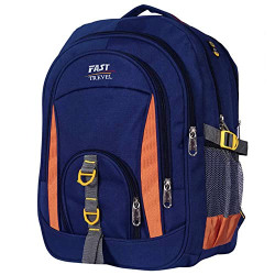 Fast Travel 45 Ltrs, 46 cms School Bag Class 5-12 Large 4 partition Laptop Collage Office Travel Backpack Unisex (Navy Blue)