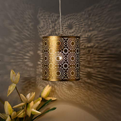 Homesake Antique Filgree Hanging Moroccan Ceiling Lamp, Brass Finish Pendant Light Turkish Arabic Fancy Light Gold