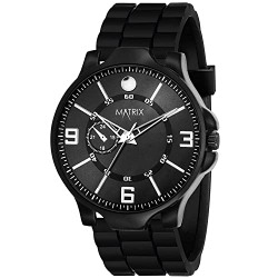 Matrix Timepiece Black, White, Blue Analog Wrist Watch for Men & Boys (Black)