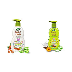 Dabur Baby Lotion: daily moisturising lotion enriched with baby loving ayurvedic herbs- 500ml & Dabur Baby Wash: Gentle Nourishing babywash enriched with baby loving ayurvedic herbs- 500ml
