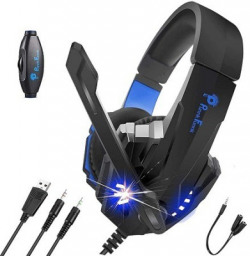 PunnkFunnk K20 Gaming Headset, Over Ear Gaming Headphones with Mic Wired Gaming Headset(Black, On the Ear)