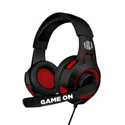 (Renewed) Nu Republic Dread EVO- Gaming Earphones with Flexible Extended Microphone,Red LED Light,50mm Neodymium Drivers,HD Sound, Volume Controls for PC, PS4, Xbox, Android & iOS Mobile Phone- Black & Red