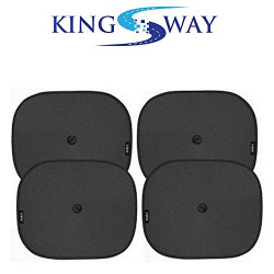 Kingsway Sticky Sun Shades for Car Window for Ford Ikon (Black, Set of 4, Cotton Fabric)