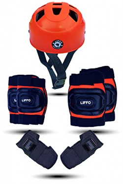 Liffo Protective Skating Guard Kit for Skating, Cycling, Running for Kids,Boys,Girls,Men & Women (HSG-O) Orange (Medium)