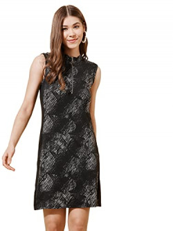 VVOGUISH Women Black Color Zip Dress (VVDRSZIP2816BLK_M)