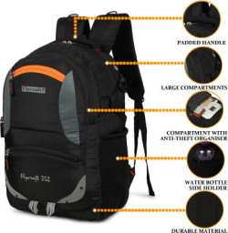 Flycraft simn.1552/1 orange black office travel laptop backpack 35 L Backpack(Orange, Black)