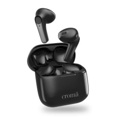 Croma True Wireless In Ear Earbuds with mic, BT V 5.0, supports voice assistant function, supports Type-C fast charging, Built in mic (12 Months Warranty) (Black)