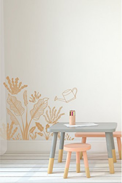 Asian Paints Wall Ons Nature 'XXL' Vinyl Wall Decal - 'Plantation Life Ochre' DIY Removable Peel and Stick 'Covers (H 2.5 ft. x W 2 ft, Yellow, Ochre)