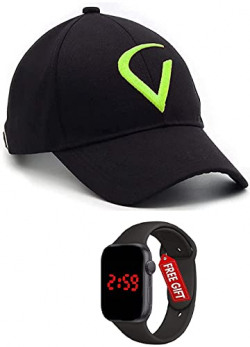 SELLORIA A Brand Black Dial Digital Black Baseball Embroidered Cap for Boys Mens,Kids