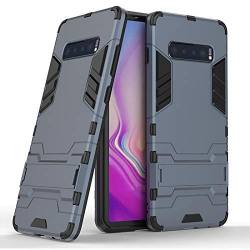 DMG Shockproof Rugged Armor Back Cover Kickstand Case for Samsung Galaxy S10e (Blue Armor)