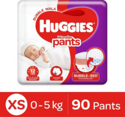 Huggies Wonder Pants with Bubble Bed Technology Diapers - XS(90 Pieces)