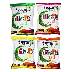 Herbal Holi Color gulal, Natural Holi ke Rang Gulal, Holi Colors Gulal Non Toxic, Pack of 4 Colors (320 gm)