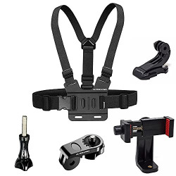 Action Pro Adjustable Chest Harness Strap Mount Phone Holder J Hook Quick Conversion Block Head Adapter Long Thumb Screw Compatible with Mobile Phone and 10 9 8 7 6 5 4 All Cameras