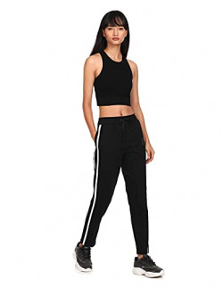 Sugr Womens Full Length Regular fit Track Pants (SUWWTRK10046Z01_Black_M)
