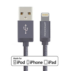 Phonokart iLight PKCIL15MFI-GRY MFi Lightning to USB Cable - 4.92 Feet (1.5 Meters) - (Grey)