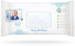 sleepy io Natural Baby Wet Wipes, Soft, Ideal for Face, Hands and Diaper Change, Moisturizes and Cleans Skin, Pack of 40(40 Wipes)