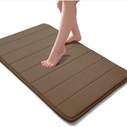 Memory Foam Bath Mat Coral VelvetSuper Non-SlipRapid Water AbsorptionSoft and ComfortableEasier to DryMachine Wash Bathroom Mat 17 X 24 inches, Coffee