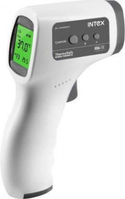 Intex Non-contact FDA Approved Digital Infrared Thermometer Temperature Gun -32C to 42C(89.6-109.4) with LCD Display (white grey)