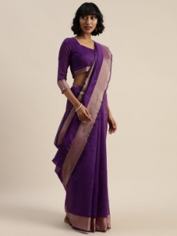 Suali Solid Fashion Art Silk Saree(Purple)