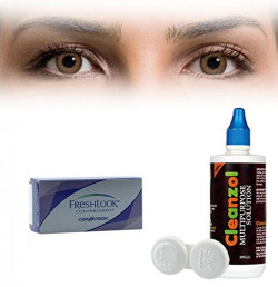 Freshlook Colorblends Contact Lens with Lens Case & Solution - 2 Pieces (-4,Pure Hazel)