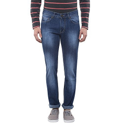 AMERICAN CREW Men's Dark Blue Straight Fit Jeans - 30 (ACJN124-30)