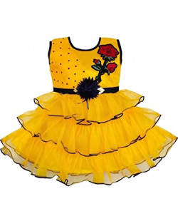 Bamsu Baby Girls Frocks Dress for Kids (2-3 Years, Mint Yellow)