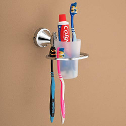 Plantex Stainless Steel 304 Grade Tumbler Holder/Tooth Brush Holder/Bathroom Accessories (Chrome) (Niko)