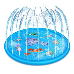 HUNK Shoppers Kids Sprinklers for Outside Splash Pad for Toddlers & Baby Pool 3 in 1 60" Water Toys Gifts for 1 to 5 Year Old Boys Girls Splash Play Mat (Mermaid)