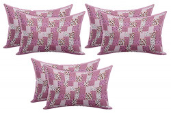 Kuber Industries Check Design Premium Cotton Pillow Covers, 18 x 28 inch, Set of 6 (Pink)