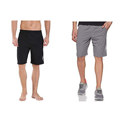 Jockey Men's Shorts Pack of 2-Black + Performance Grey_S