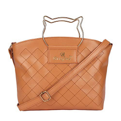 Brisfine Sling bag for Women And Girls | college Bag (Tan)