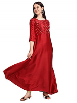 Womanista Women's Regular Kurta (KUR063_Maroon_2XL)