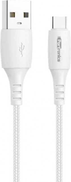 Portronics POR-1179 Konnect A Nylon Braided 1 m USB Type C Cable(Compatible with Compatible with All USB Type C Supported Devices, White, One Cable)