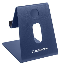 Ambrane Mobile Holding Stand, 180 Degree View, Premium Metal Body, Wide Compatibility, Multipurpose, Anti-Skid Design (PopStand, Blue)