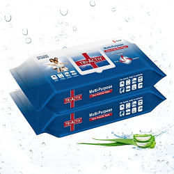 Tri-Activ Disinfecting and Sanitizing Multipurpose Germ Protection Wipes | 33% Extra Large 80 Wipes Lid pack| Pack of 2, White