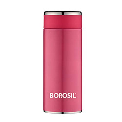 Borosil - Stainless Steel Hydra Travelsmart - Vacuum Insulated Flask Water Bottle, 360 ML, Pink